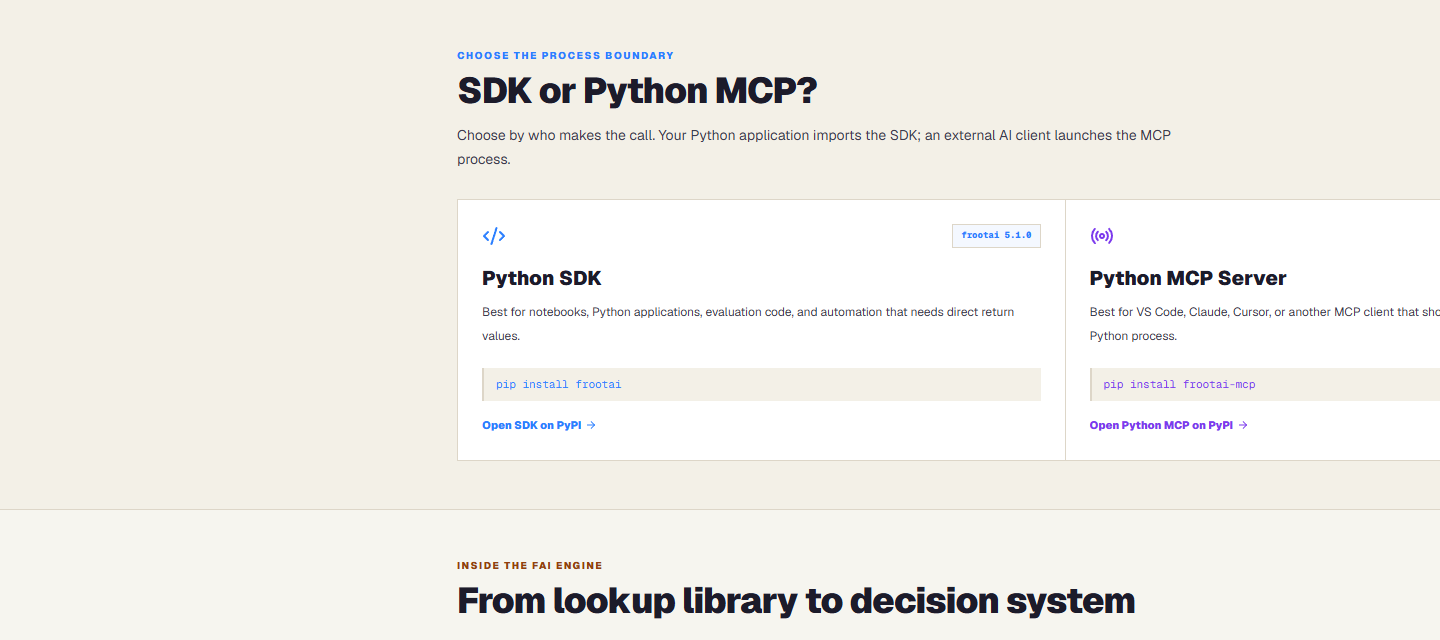 Choose between the FrootAI Python SDK and Python MCP