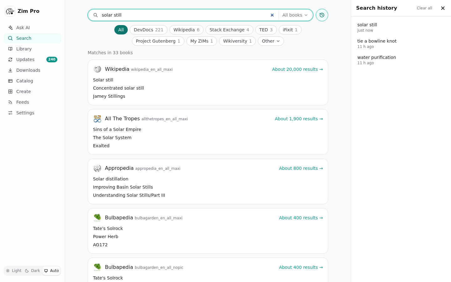 Search across every book, with search history