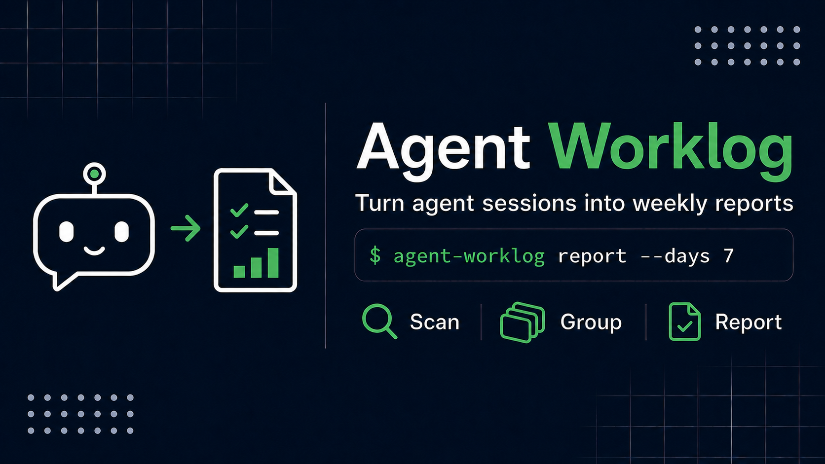 Agent sessions are grouped into weekly engineering reports