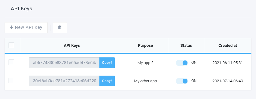 Create new API KEY from SMS.CX Dashboard