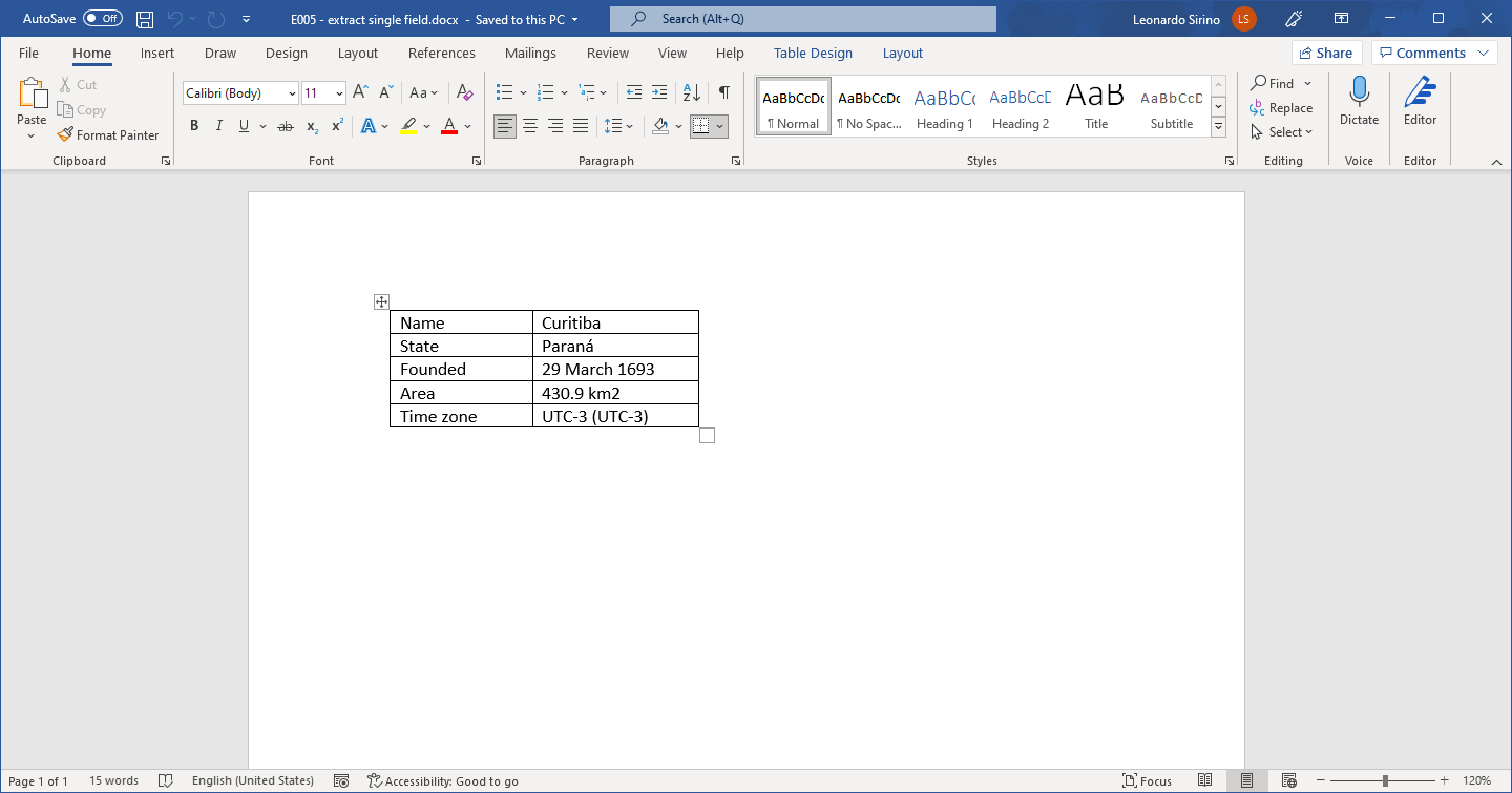 Extracting single field