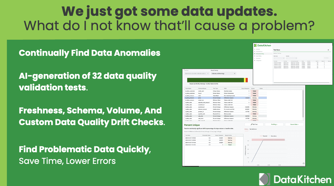 DataKitchen Open Source Data Quality TestGen Features - Data Ingestion and Quality Testing