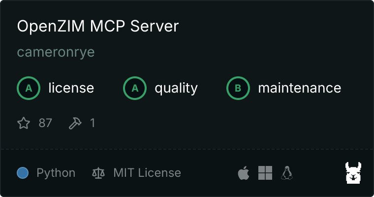 OpenZIM MCP server quality badge