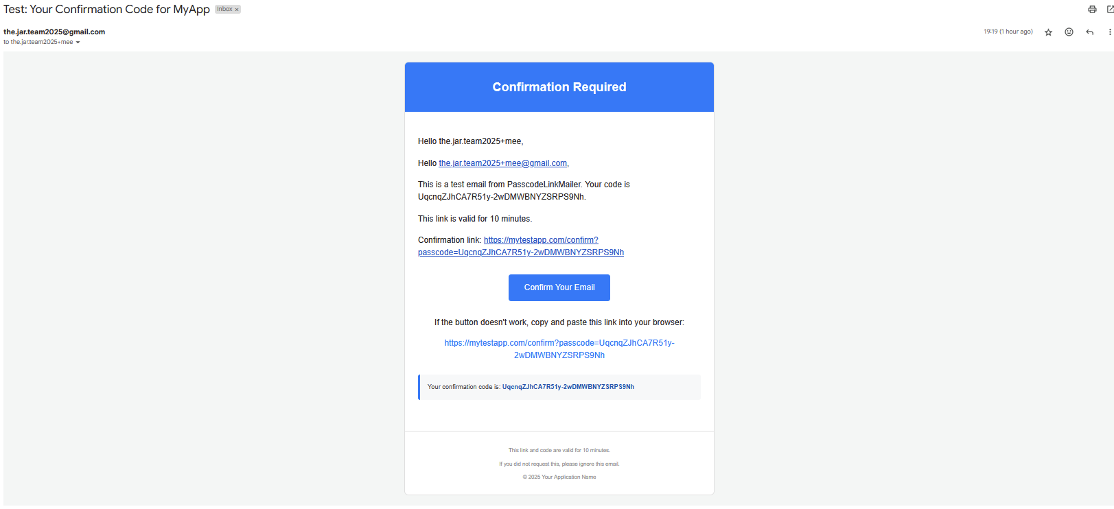 Example Email Screenshot