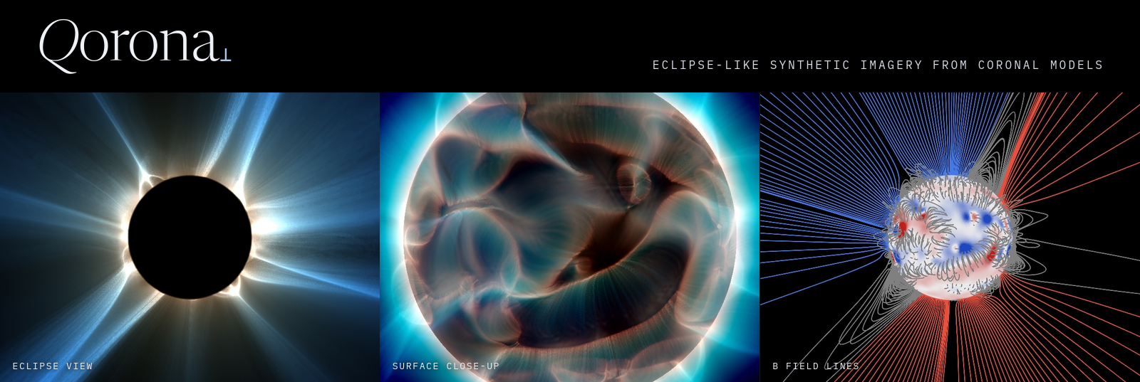 Qorona: eclipse-like synthetic imagery from coronal MHD models