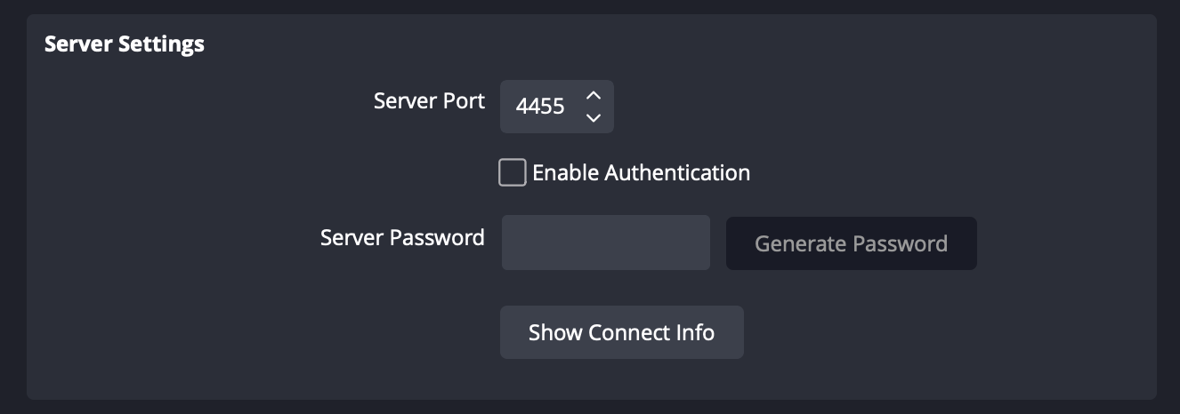 WebSocket Server Settings
