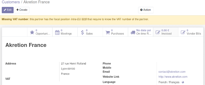 Warning banner on partner form