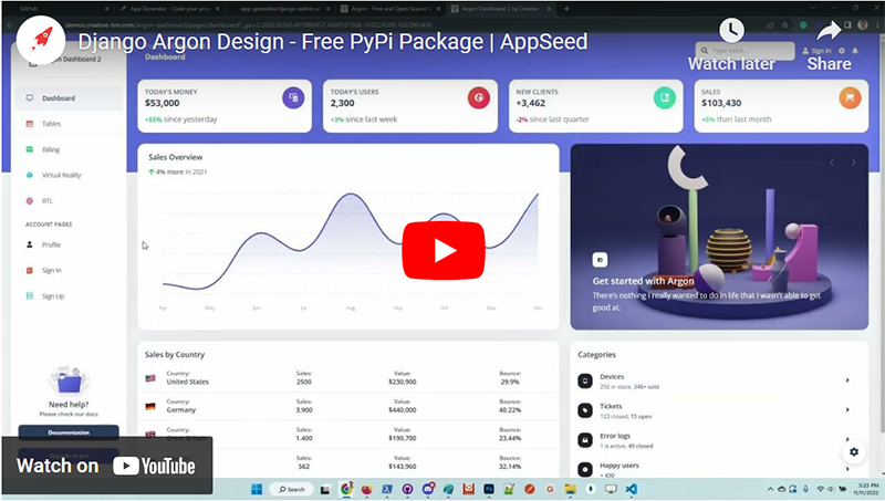 Argon - Free and Open Source Dashboard for Bootstrap 5 @ Creative Tim