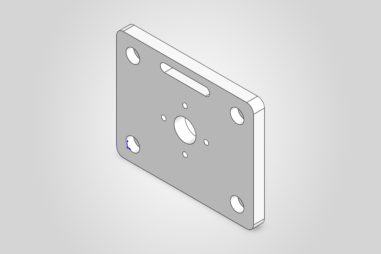 3D-print mounting bracket with counterbored holes, bolt circle and cable slot