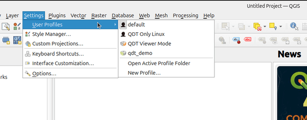 QGIS - List of profiles with ones added by QDT demonstration scenario