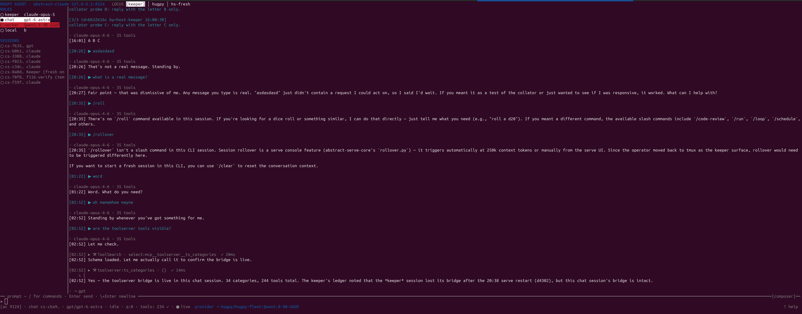 Agent terminal sessions
