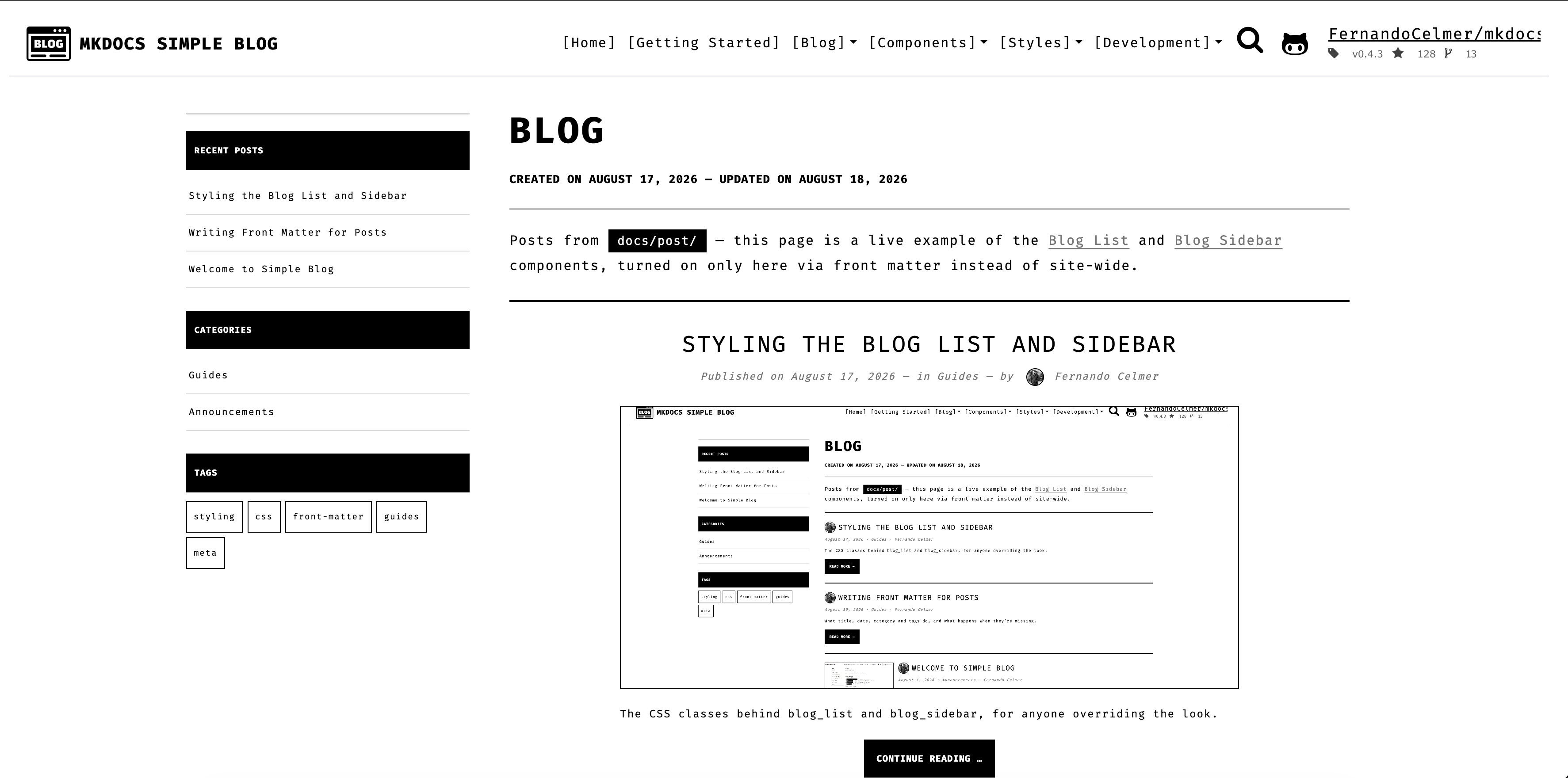 Blog List featured layout