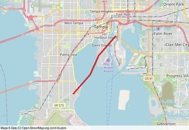 A styled route across Tampa Bay