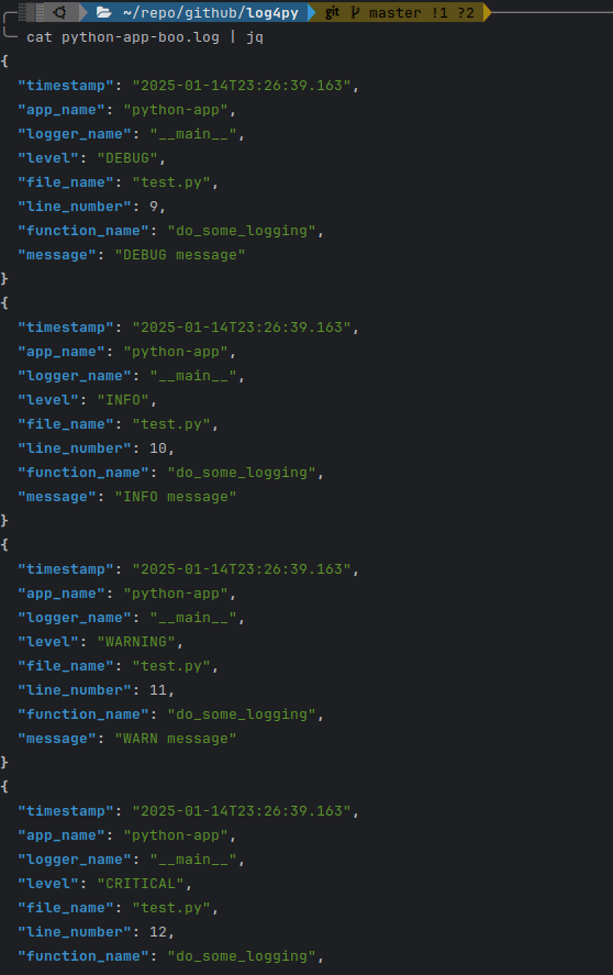 log output - file