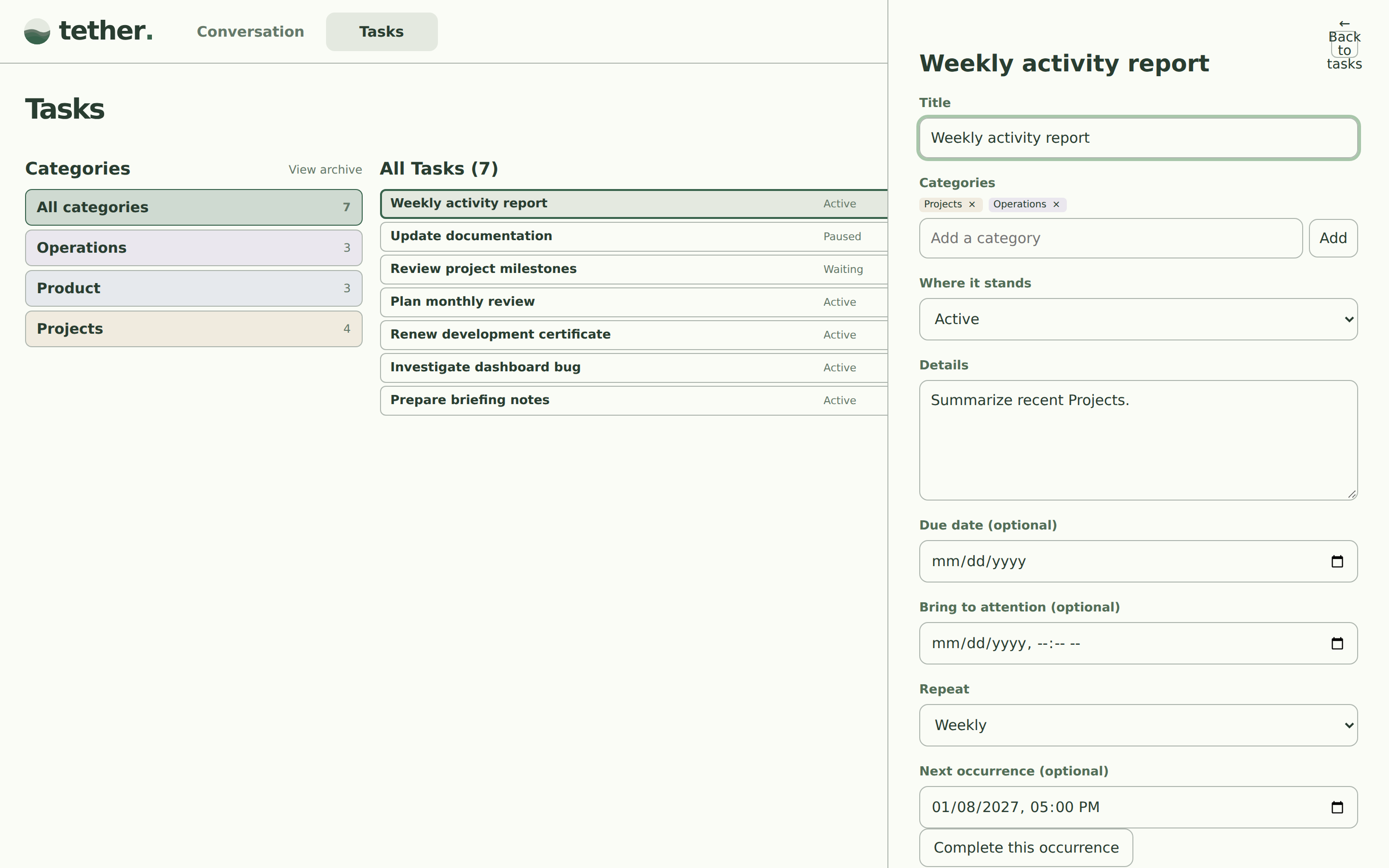 Task details