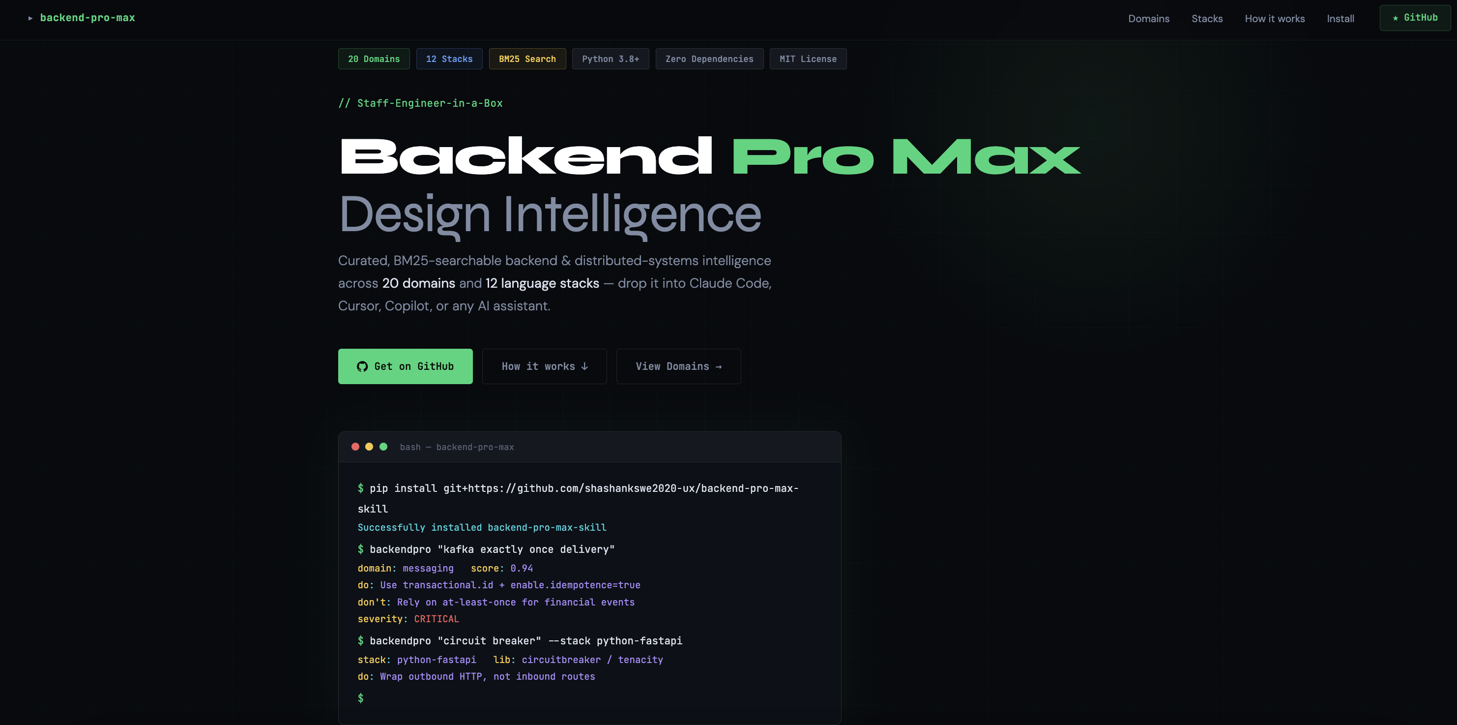 Backend Pro Max — Design Intelligence