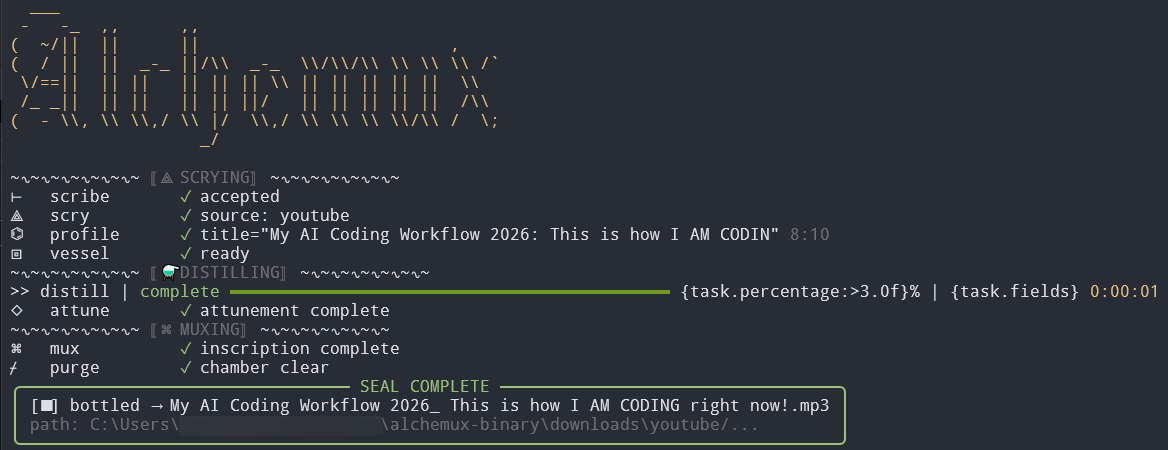 Alchemux CLI transmuting media