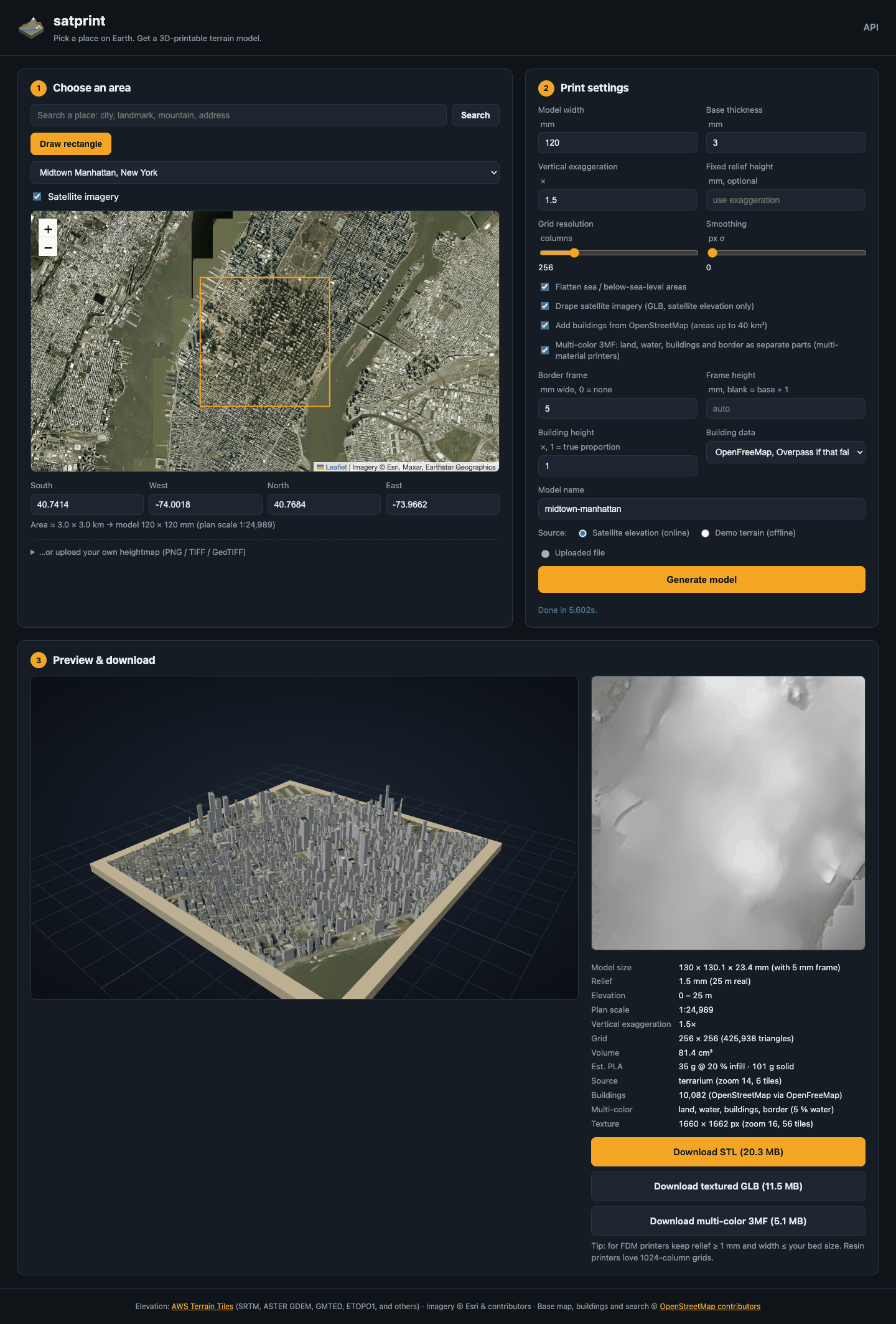 satprint web UI