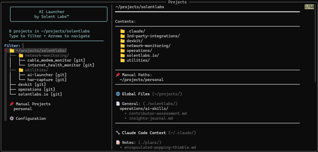AI Launcher - Project Selector