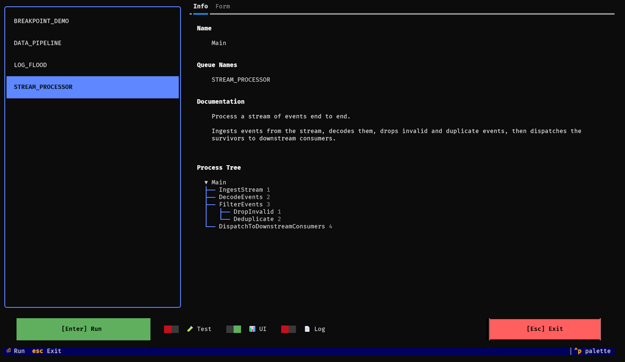 The dev queue selector