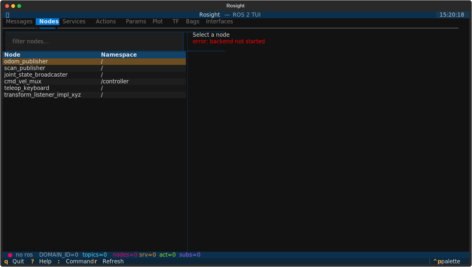 Nodes tab