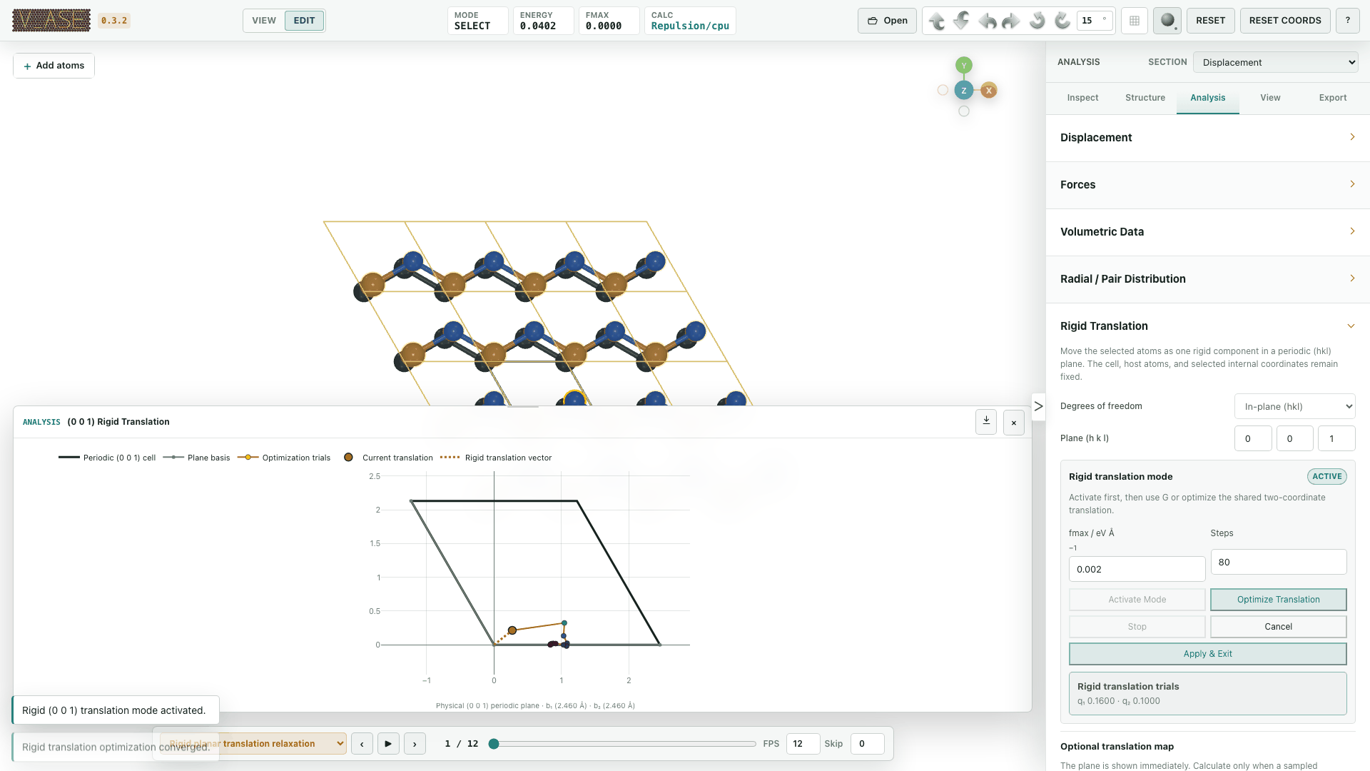 Rigid planar translation trials without a precomputed colorscale map