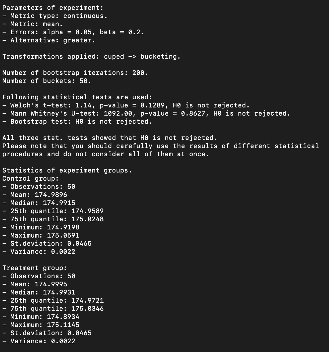 Experiment report