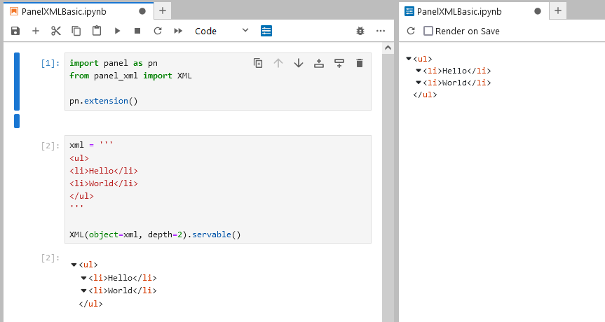 panel-xml in notebook