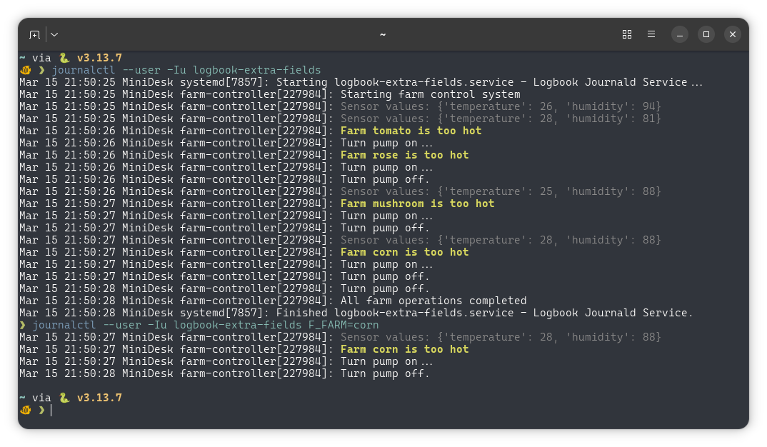 Journald Extra Fields Output
