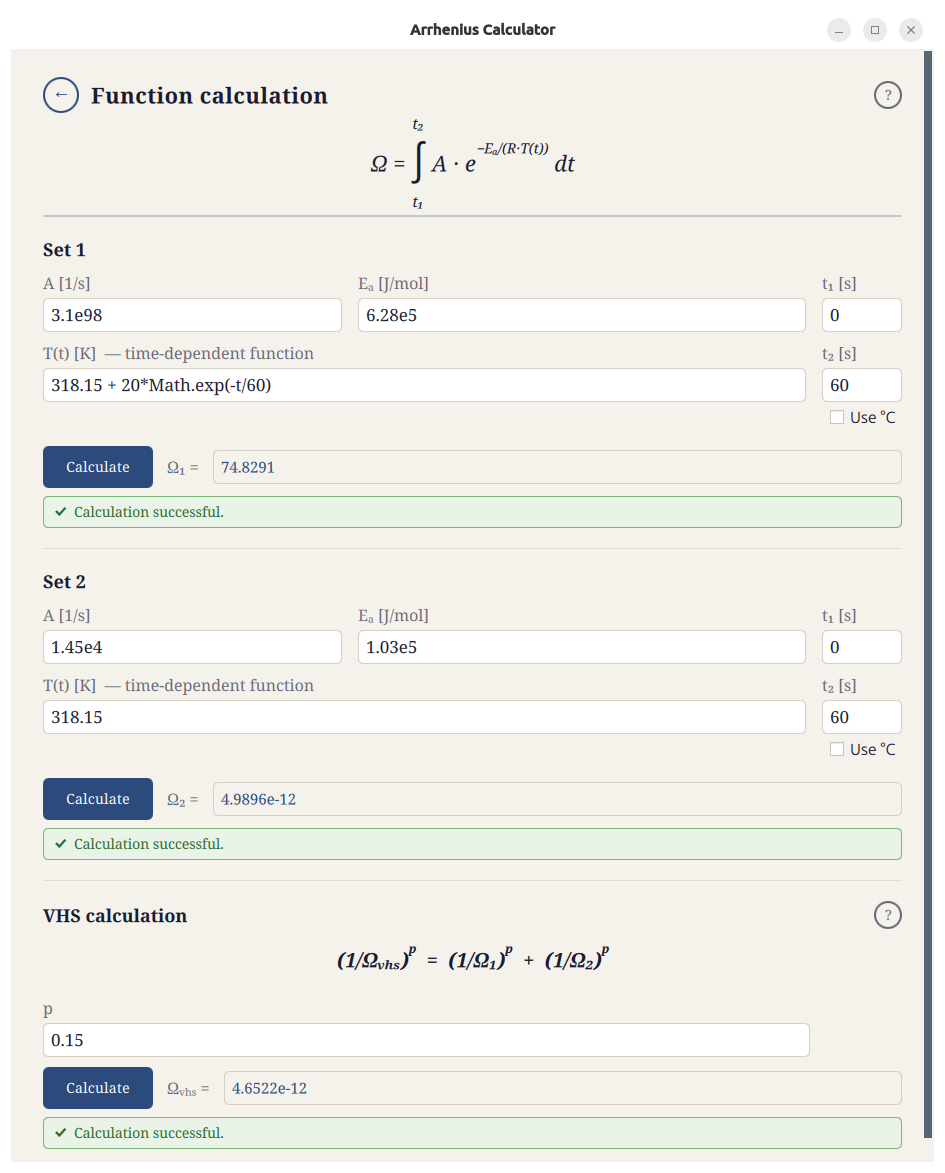 ArrheniusCalculator Screenshot