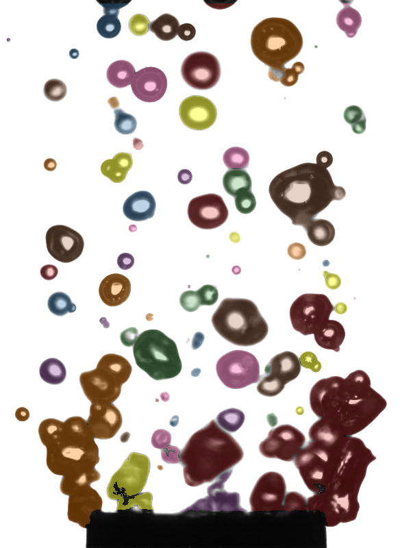 Bubbles highlighted with different colors