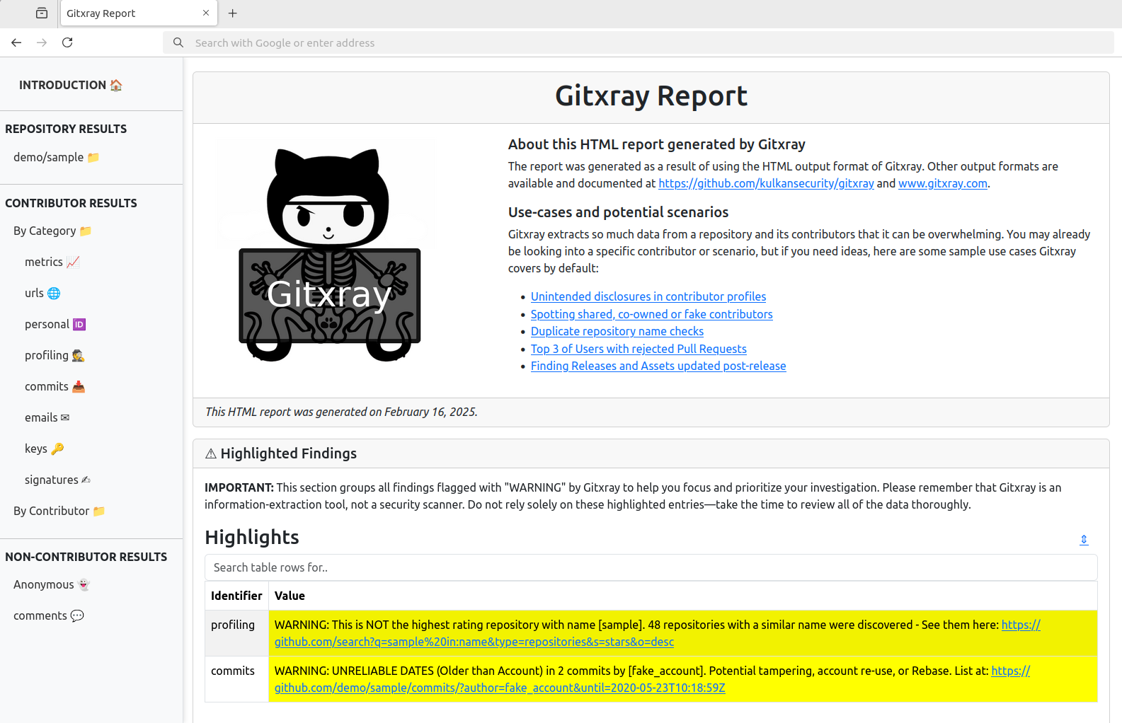 Gitxray HTML Report