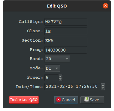 Picture showing edit qso dialog