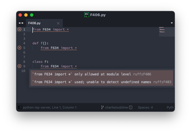 Code Actions available in Sublime Text