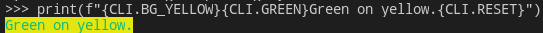 Green text on yellow background example