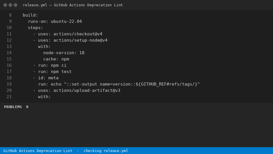 GitHub Actions Deprecation Lint — finds the line