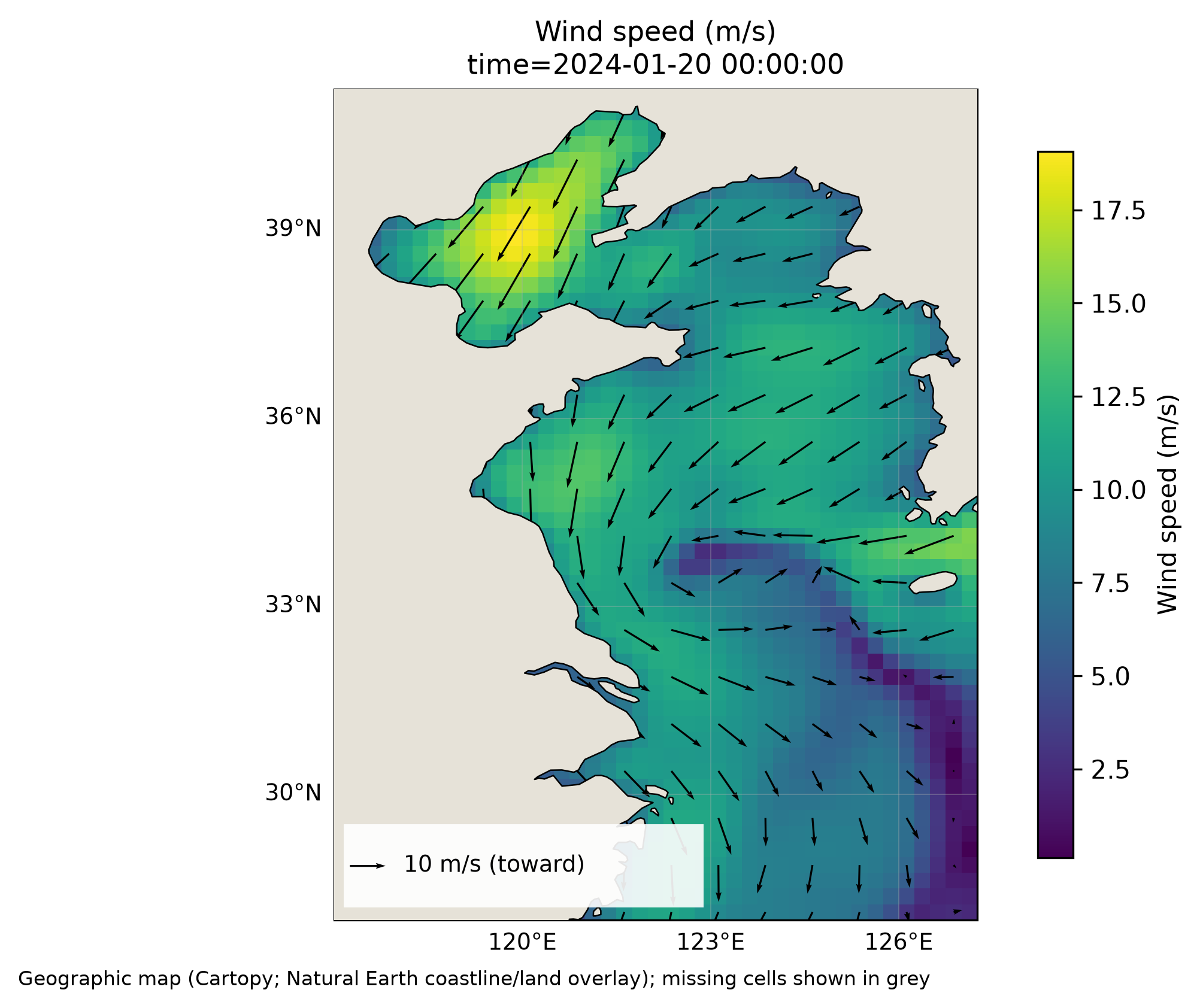 RSS CCMP wind subset: January 20, 2024