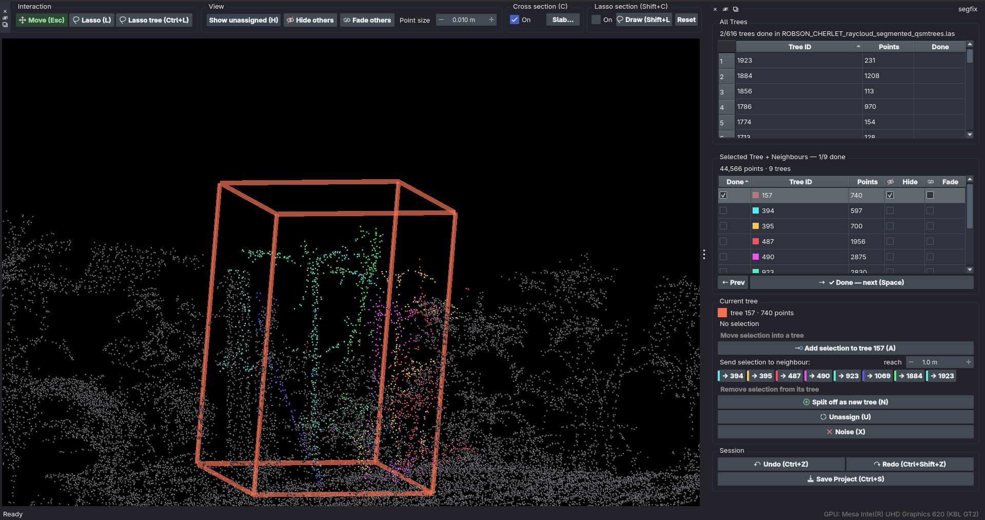 segfix reviewing a segmented plot