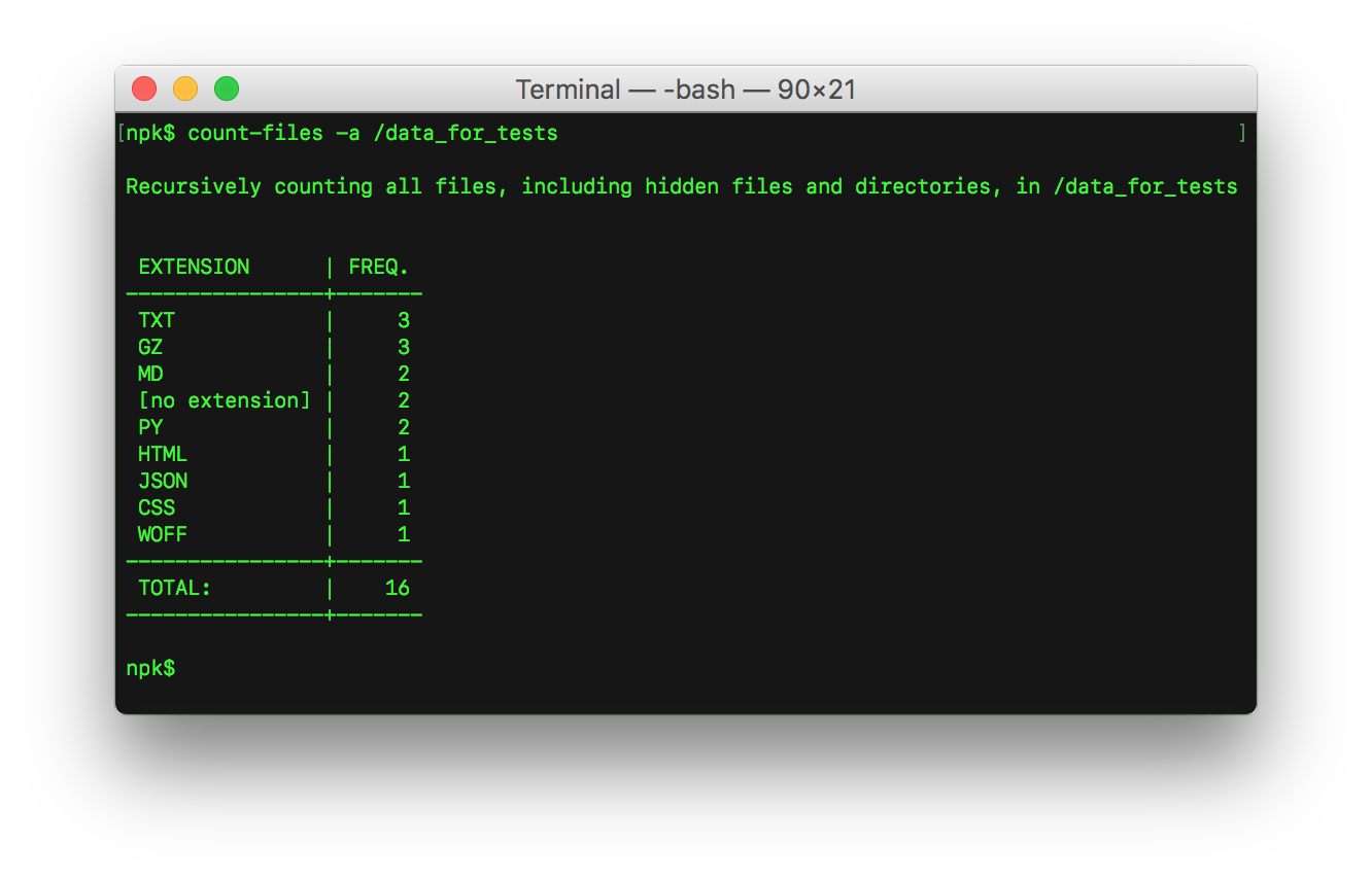 Count Files_screenshot - counting files by extension