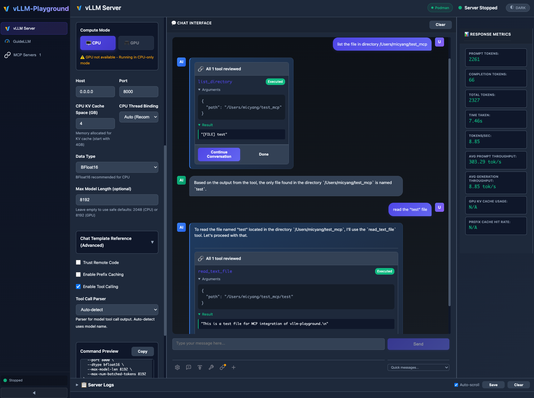 vLLM Playground MCP Integration