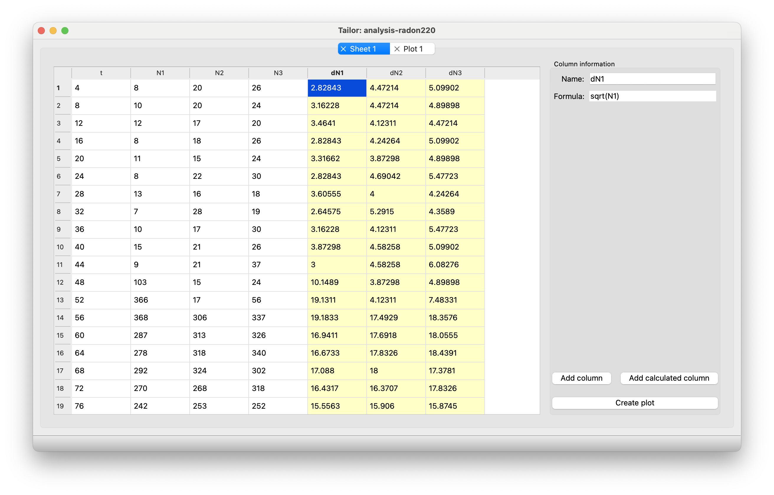 screenshot showing the table user interface