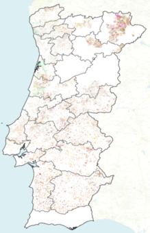 Spatial distribution of labels within Portugal.