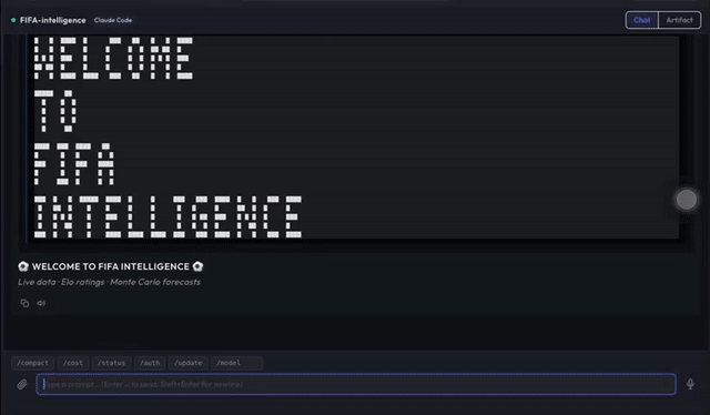 artifact-gateway demo — an AI-generated interactive dashboard pulling live data and rendering it in the browser, routed through the gateway
