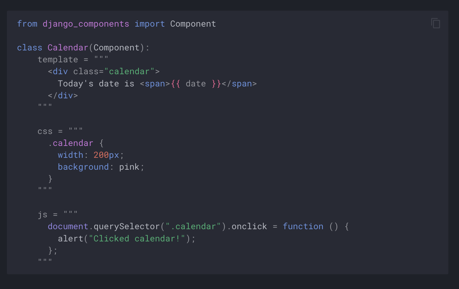 Django Components Python Lexer Example