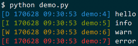 Demo output in color