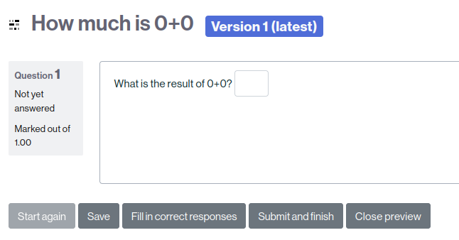 Example output of a numerical question