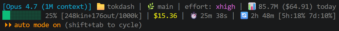Tokdash statusline integration example