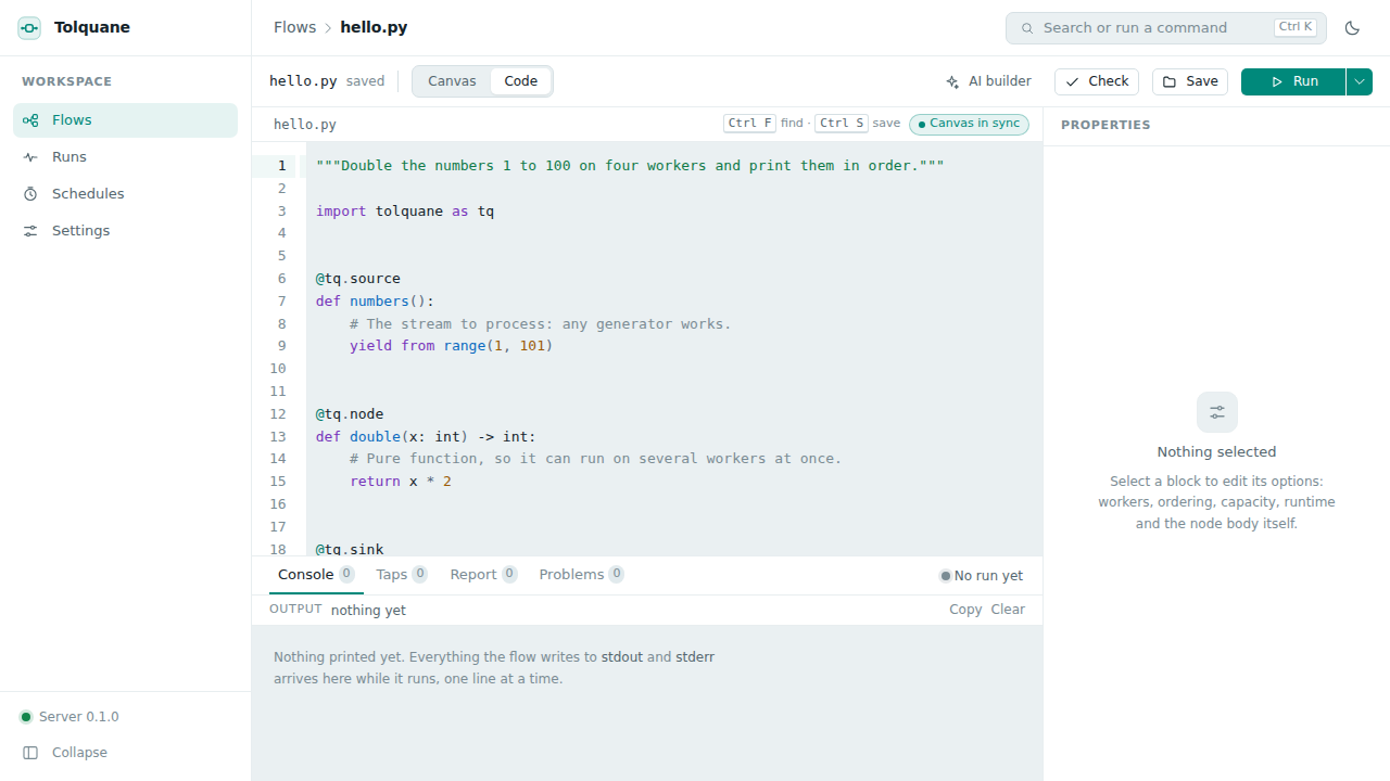 The code view, with the canvas in sync