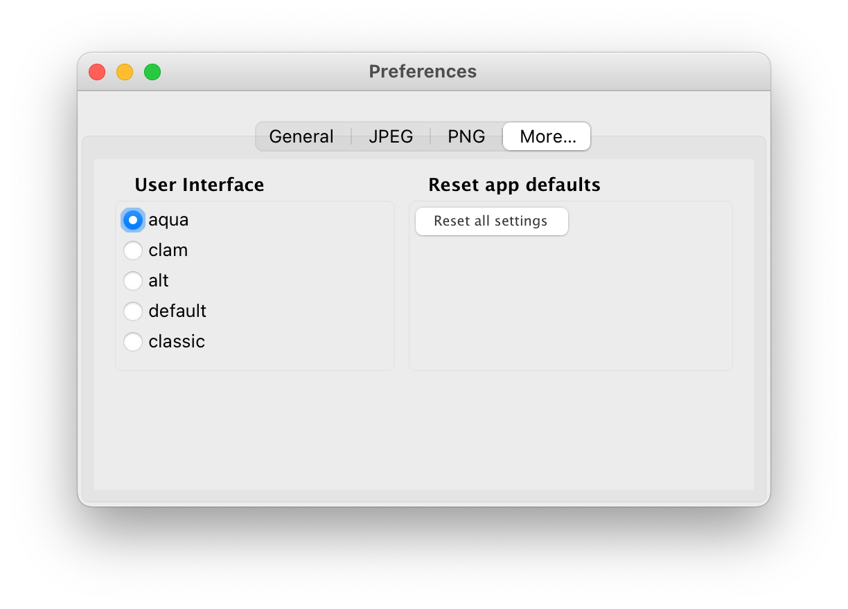 Optimize Images X - Preferences Window: General