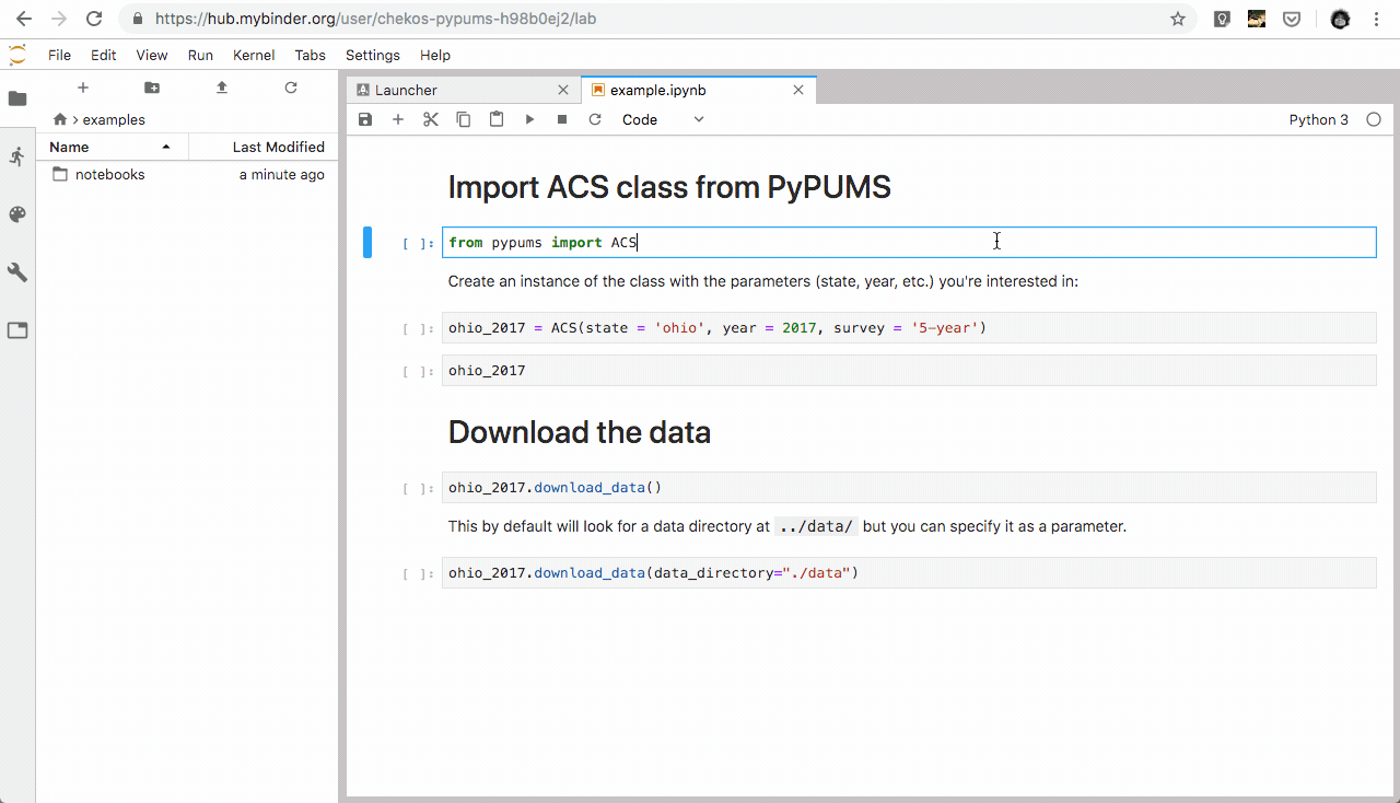 on a jupyter notebook